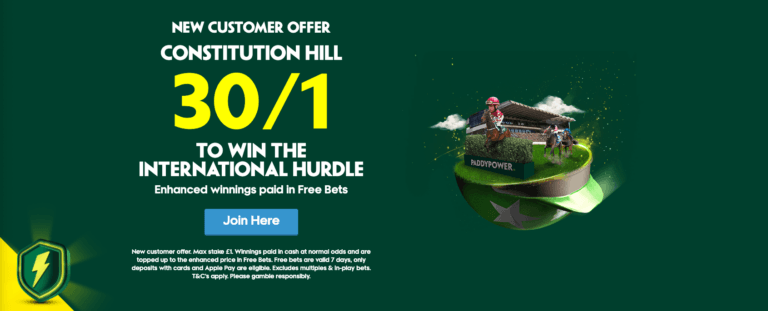 Paddy Power Welcome Offer – Get 30/1 On Constitution Hill To Win The International Hurdle